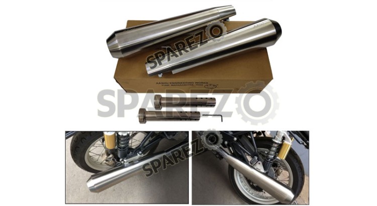 Royal Enfield GT and Interceptor 650cc SS AEW TE 103 Exhaust Silencer Pair   - SPAREZO